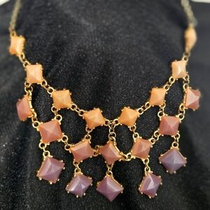 Elegant Gold and Pink Geometric Necklace